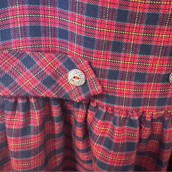 Vintage girls size 8 tartan plaid jumper overall dress buttons - Picture 8 of 9
